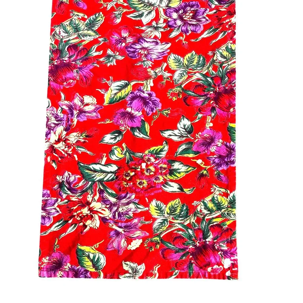 April Cornell cotton table runner orange green purple & yellow floral cottage